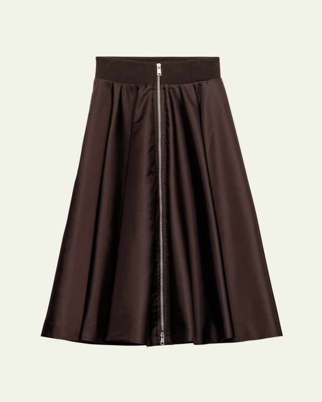 Re-Nylon Zip-Front Midi Skirt